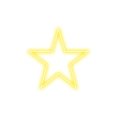 Obraz premium Yellow Neon Star Icon – Glowing Hollow Symbol with White Outline
