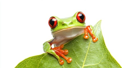 Red-eyed tree frog on leaf