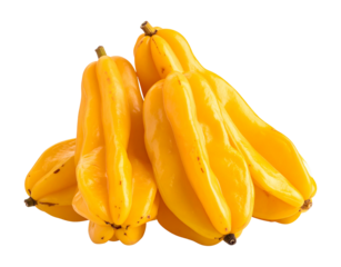 A cluster of ripe yellow chayote squash with unique ribbed texture isolated on transparent background