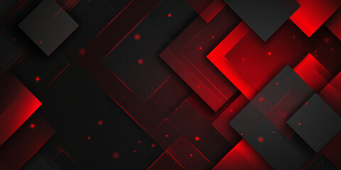 Abstract geometric background with rectangular shapes. red rectangular shapes on black background. banner with empty space. glow