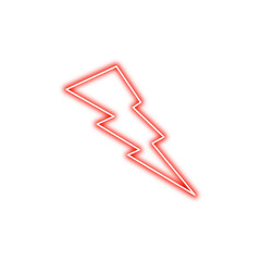 Red Neon Lightning Bolt Icon &ndash; Electric Red Glow Symbol of Power & Speed
