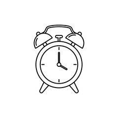 Vintage alarm clock icon, symbolizing time and punctuality, isolated on a white background