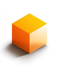 Golden Cube, 3D Render, White Background, Geometric Design,  Abstract Illustration