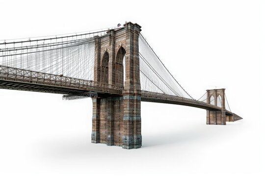 Classic view of Brooklyn Bridge over East River isolated on white - Powered by Adobe