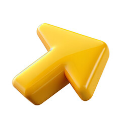 Polished Rich Yellow 3D Plastic Right Arrow with Smooth Beveling and Shadows