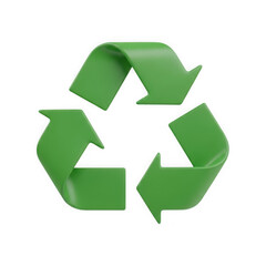 Obraz premium Green recycling symbol with three chasing arrows forming a continuous loop 3d renderings isolated on transparent background