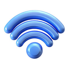 Gradient Blue 3D Plastic Wi-Fi Icon with Smooth Arcs and Soft Shine