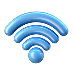 Glossy Sky Blue Plastic Wireless Signal Icon with Subtle Depth