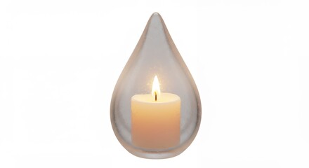 Clear teardrop shaped glass candle holder