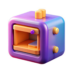 Compact High-Gloss Plastic 3D Printer Icon with Simplified Design
