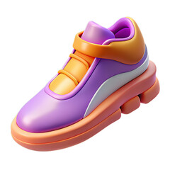 Sporty Orange-and-Lavender 3D Plastic Sneaker with Oversized Sole
