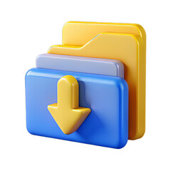Bold Blue-and-Yellow 3D Plastic Folder with Inset Downward Arrow