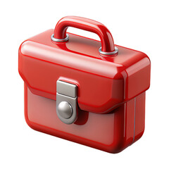 High-Gloss Deep Red 3D Plastic Briefcase with Central Latch and Rounded Corners