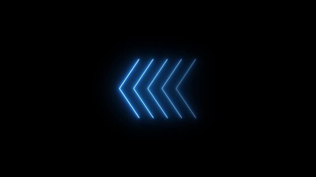 glowing neon left side Arrow Loop Animation direction concept arrow icon concept.animated traffic directional arrows sign.left arrow for road direction. Flashing direction indicators