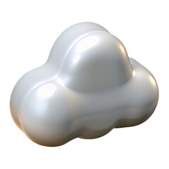 Modern White-and-Gray 3D Plastic Cloud Symbol with Thick Outline and Gentle Sheen