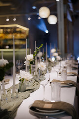 Elegant indoor wedding reception table