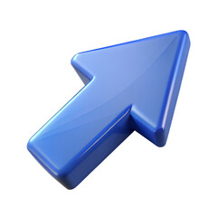 Bold Plastic 3D Directional Arrow with Smooth Shadows and Reflective Surface