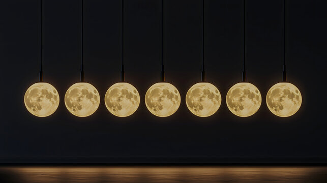 Modern Composition with a single suspended light orb illuminating an