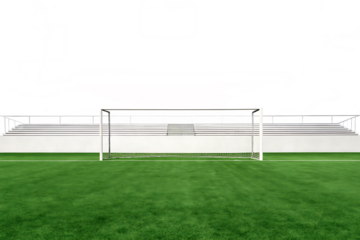 Soccer goal green field stadium isolated on a transparent background