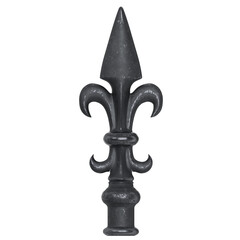 3D rendering illustration of a cast iron fence topper