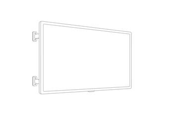 A wallmounted flat screen display is depicted with mounting brackets visible