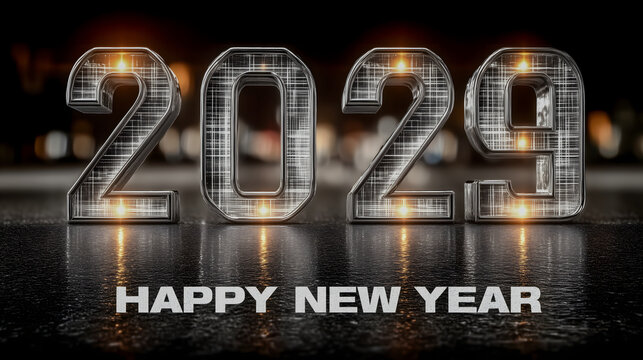 Metallic 2030 Numbers Celebrate a Bright New Year Future