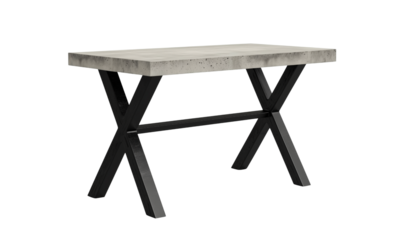 Modern concrete table stylish dining room furniture showcase contemporary setting eye-level view loose furniture concept
