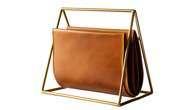 Stylish loose furniture displaying modern leather handbag indoor product photography minimalist environment close-up view - Powered by Adobe