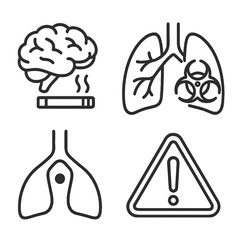 Obraz premium Minimalist icons representing health risks of smoking and lung disease