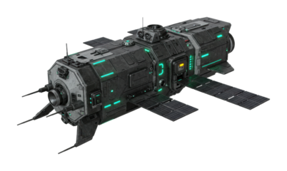 Exploration of futuristic spacecraft technology outer space 3d model sci-fi environment aerial innovation concepts. Cut out png