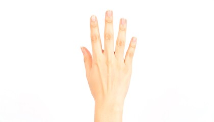 Obraz premium Hand raised, showing five fingers