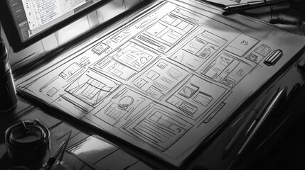 Napkin Sketch Software: Wireframing an app or website interface. 