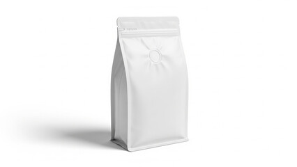 Blank White Stand-Up Pouch Packaging Mockup Isolated