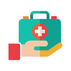 an open hand holding a first-aid kit