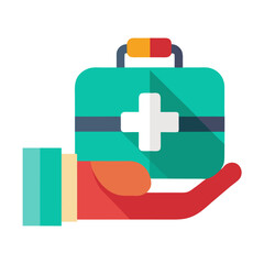 an open hand holding a first-aid kit