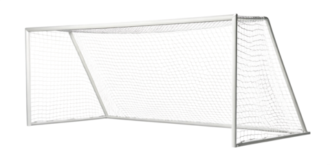 White soccer goal net isolated on a transparent background