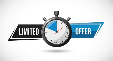 Limited Offer concept with stopwatch, time-sensitive promotion, act now or miss out!