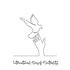 Obraz premium One continuous line drawing of International Day of Neutrality vector illustration. International Day of Neutrality theme design concept in simple linear continuous line. Design for social issue
