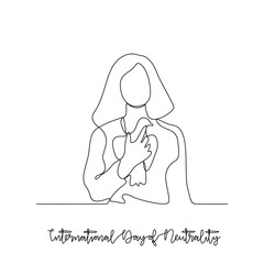 One continuous line drawing of International Day of Neutrality vector illustration. International Day of Neutrality  theme design concept in simple linear continuous line. Design for social issue