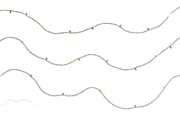 Delicate String Lights with Warm White Bulbs and Subtle Gold Accents, Woven in Gentle Waves