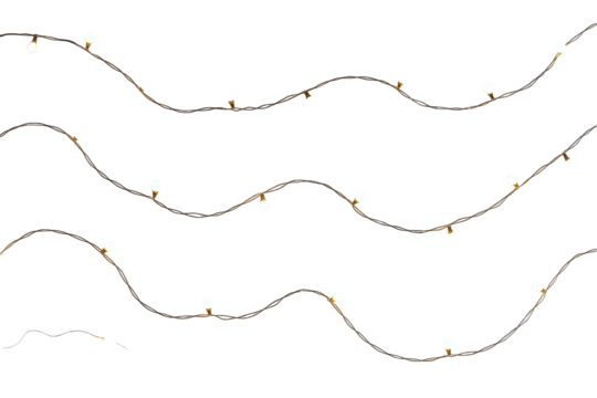 Delicate String Lights with Warm White Bulbs and Subtle Gold Accents, Woven in Gentle Waves