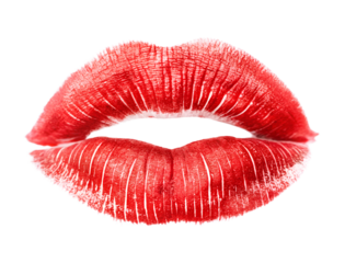 Red Lipstick Lips Kiss Mark Isolated on Transparent Background