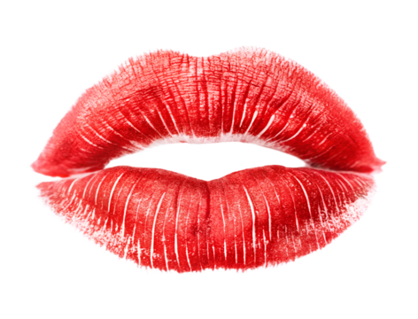 Red Lipstick Lips Kiss Mark Isolated on Transparent Background