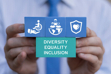 Diversity Equality Inclusion (DEI) Belonging Solidarity Business Concept. Defining equality social...