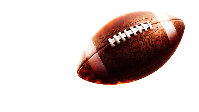 American football with fiery trail isolated on a transparent background