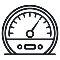 Black car speedometer icon with a clean outline for automotive or technology themes