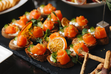 Gourmet Salmon Canapes with Citrus Garnish