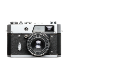 Classic Vintage Film Camera with Silver Accents and Detailed Lens Design Capturing Timeless Photography