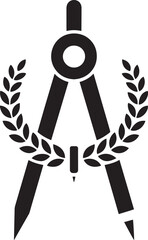 Compass Divider with Laurel Wreath Icon Vector Illustration for Academic Excellence