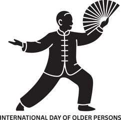 International Day of Older Persons Tai Chi Silhouette Vector Active Aging Graphic